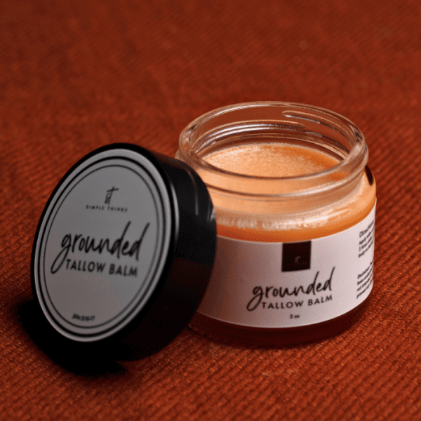 grounded tallow balm made with herbs and resins, tallow for rashes