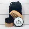 Beard grooming kit, men's beard care, natural beard brush, pear wood beard comb, tallow salve, beard care set, men's grooming gift, beard maintenance tools, natural beard products, men's grooming essentials.