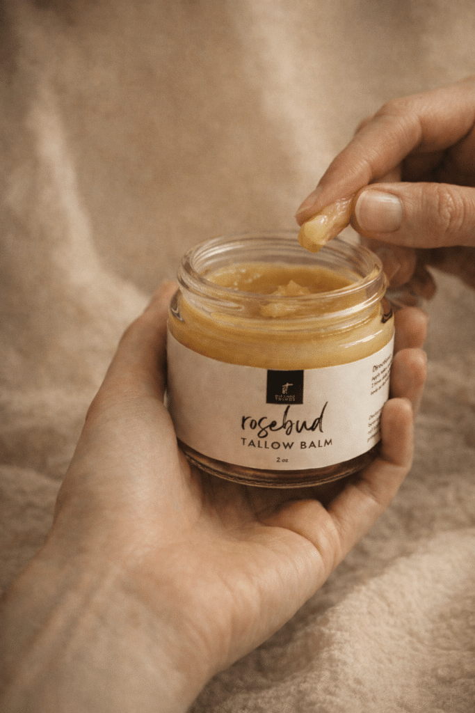 scooping rosebud tallow balm scooping rosebud tallow balm